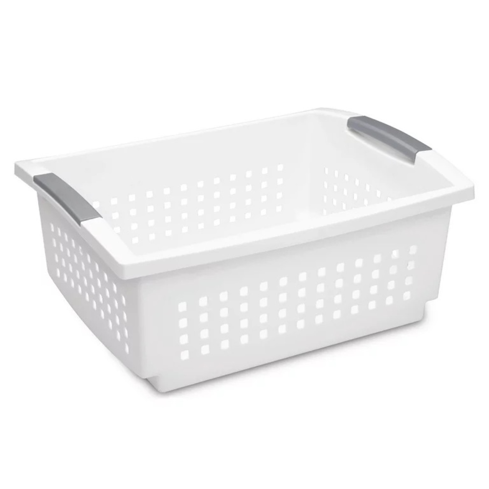 Sterilite White Plastic Large Stacking Basket NWT